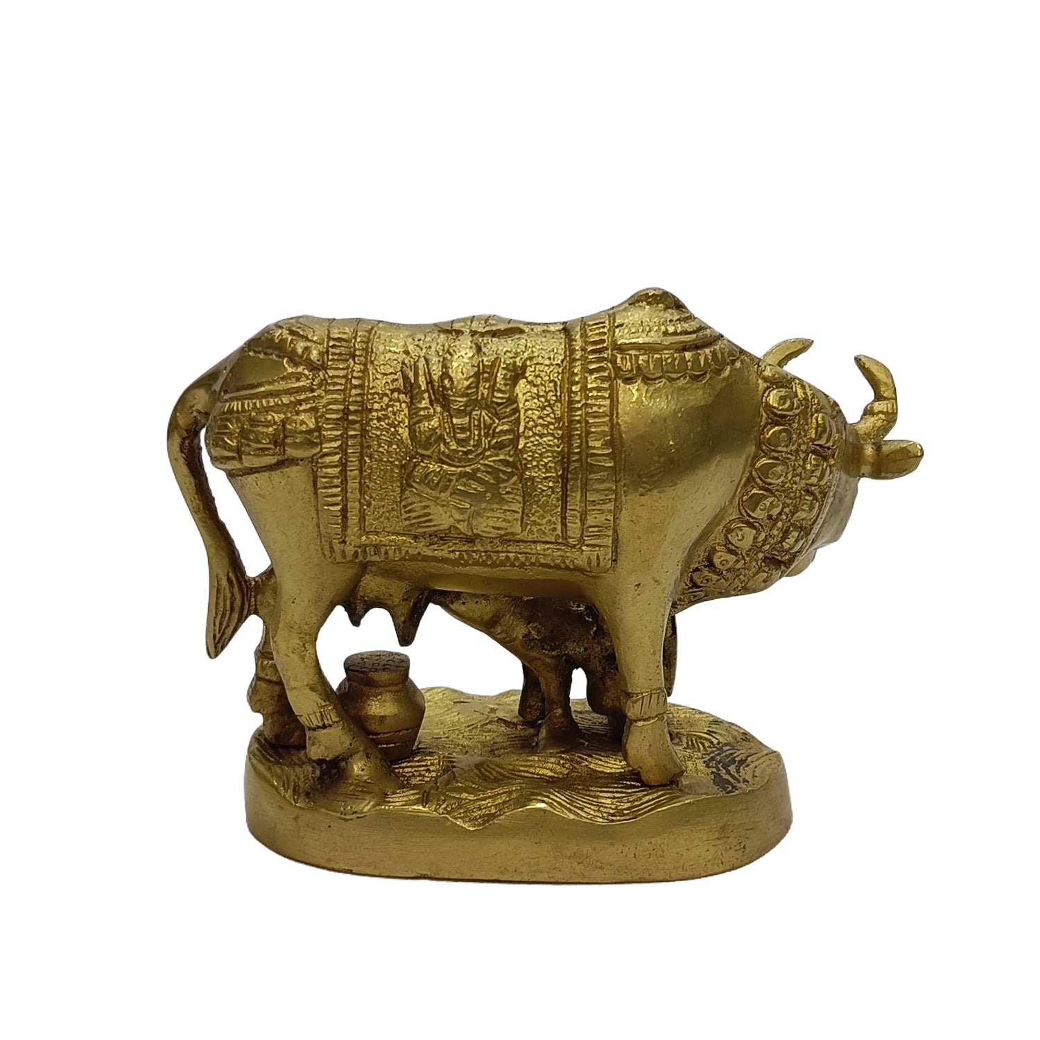 Cow & Calf With Lakshmi (Brass Colour)