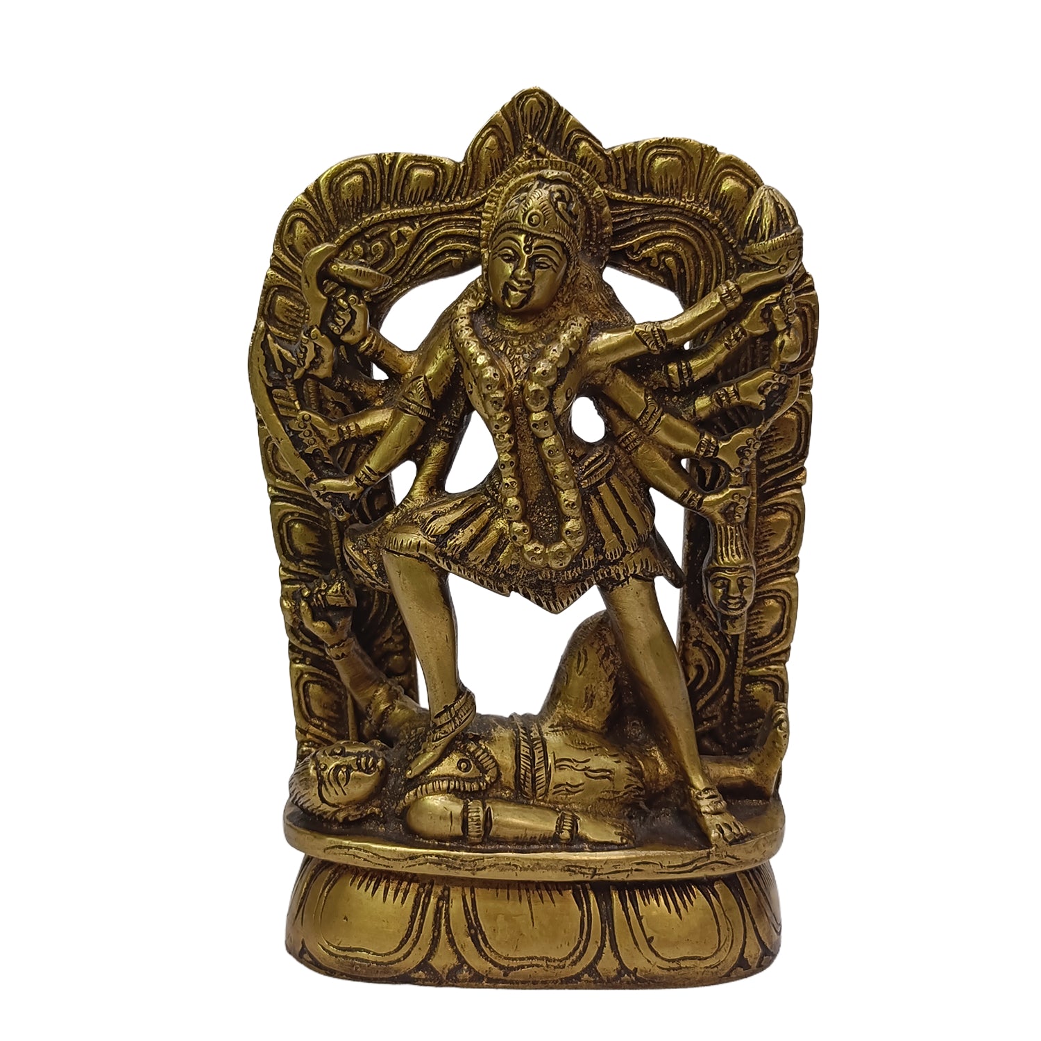 Kali Standing With Ten Hand (Brass Colour )