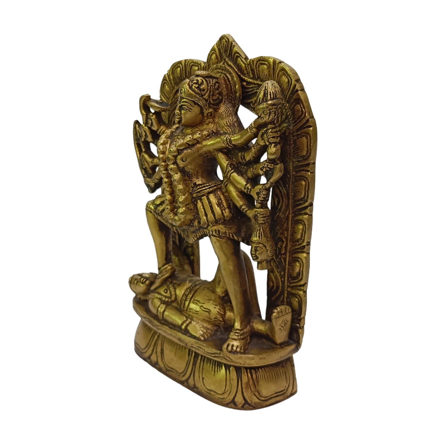 Kali Standing With Ten Hand (Brass Colour )
