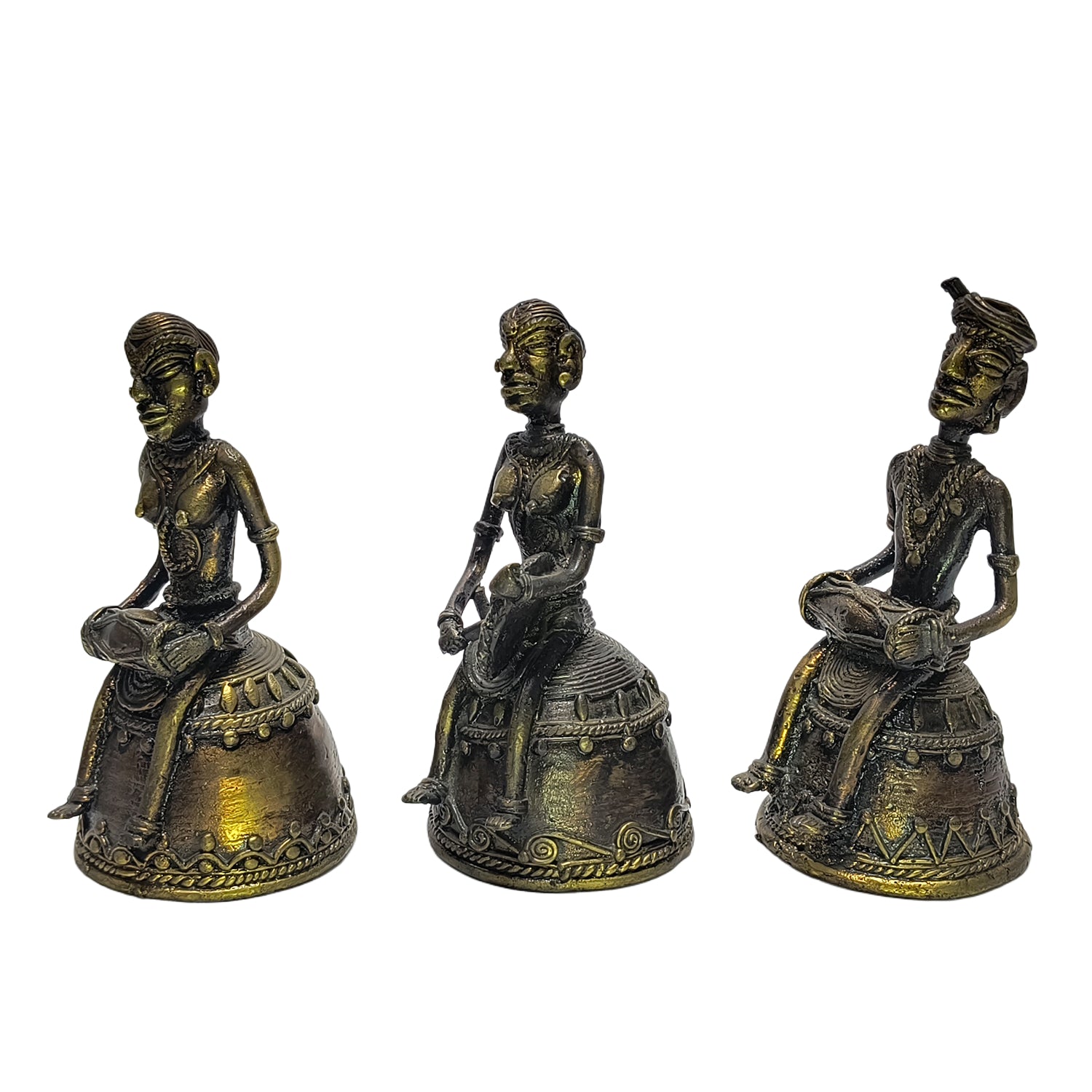 Tribal Model Man & Women Sitting Music Set Of 3