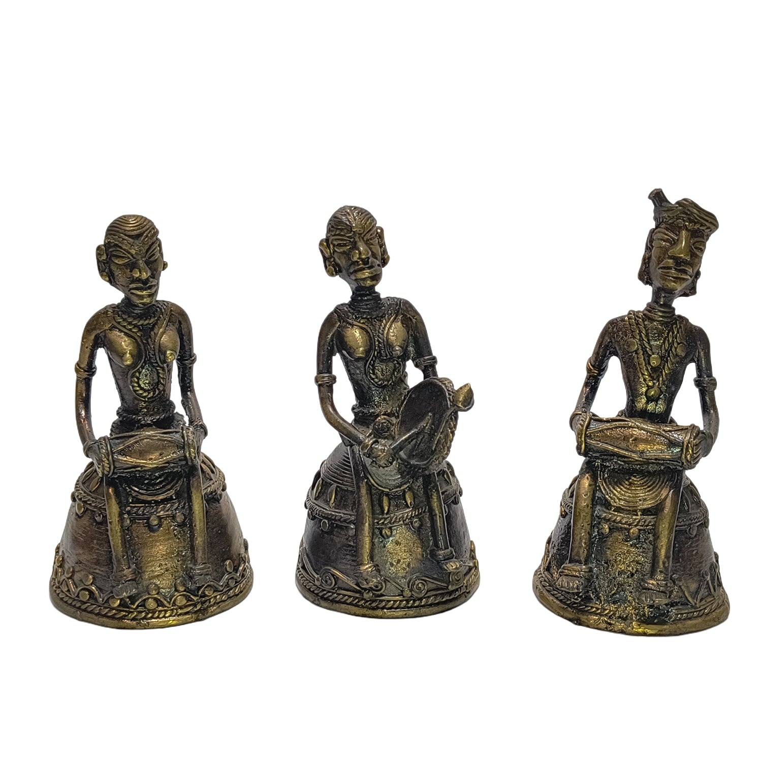 Tribal Model Man & Women Sitting Music Set Of 3