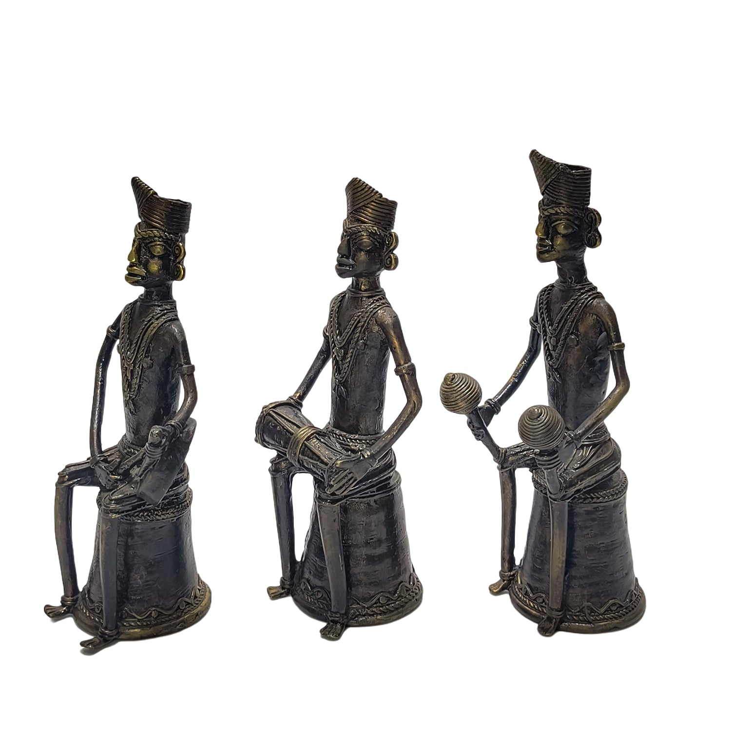 Tribal Model Man Sitting Set Of 3