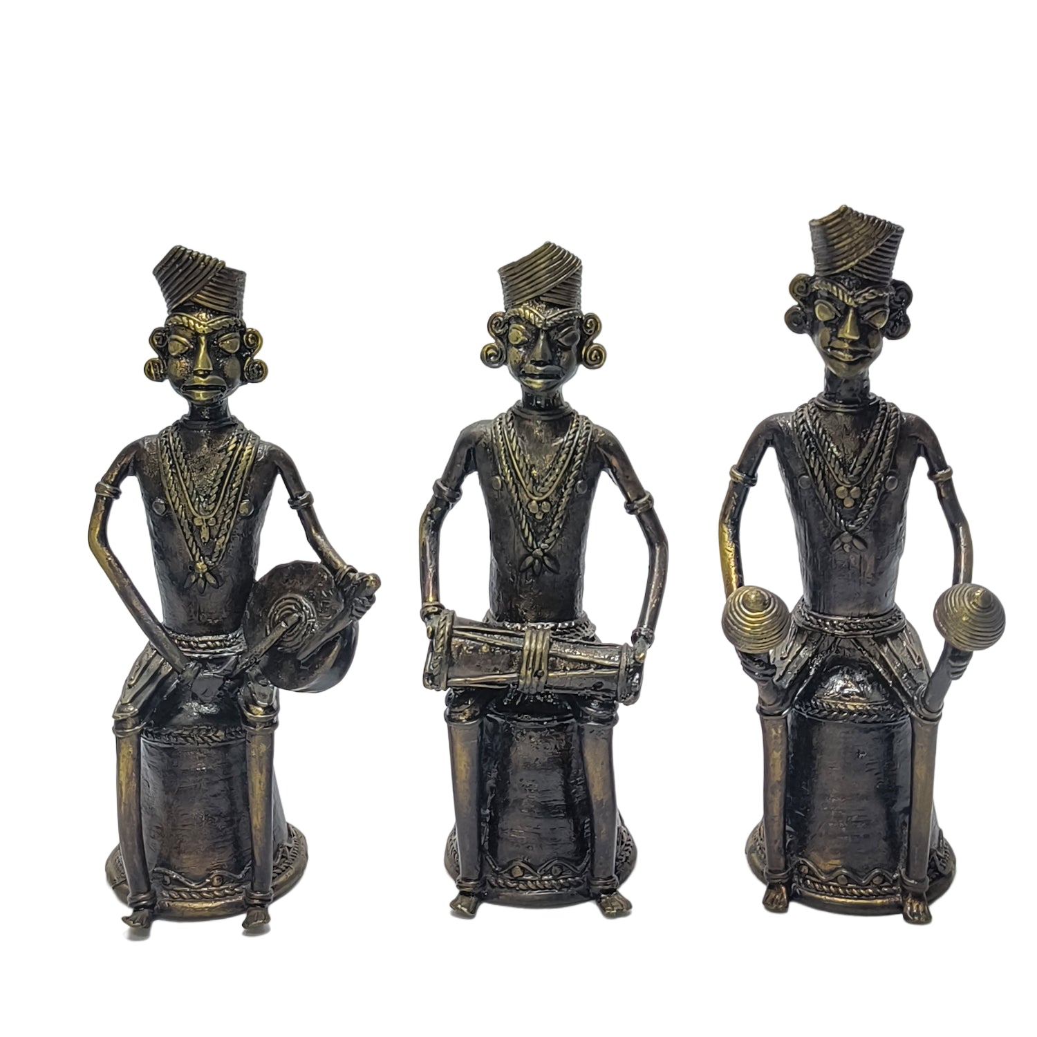 Tribal Model Man Sitting Set Of 3
