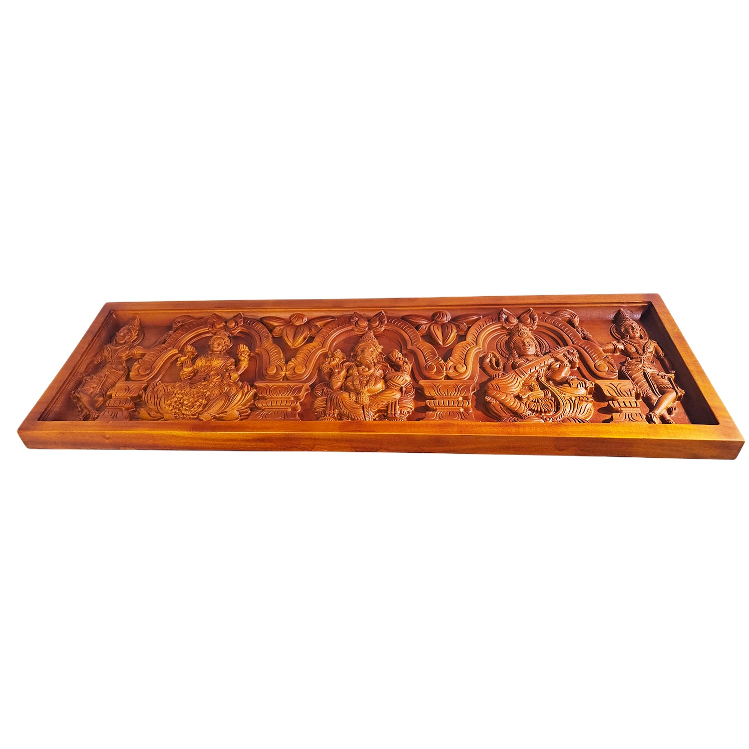 Panel Lakshmi Ganesh Saraswathi (Plain Tan Brown)