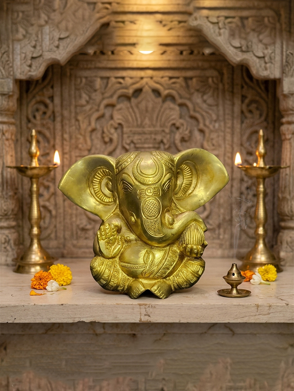 Relaxing Ganesh handcrafted wooden idol