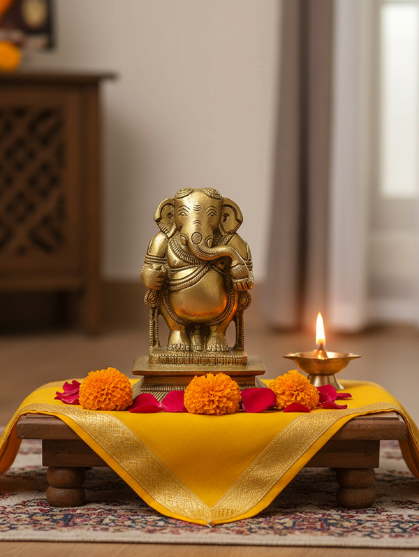 Relaxing Ganesh handcrafted wooden idol