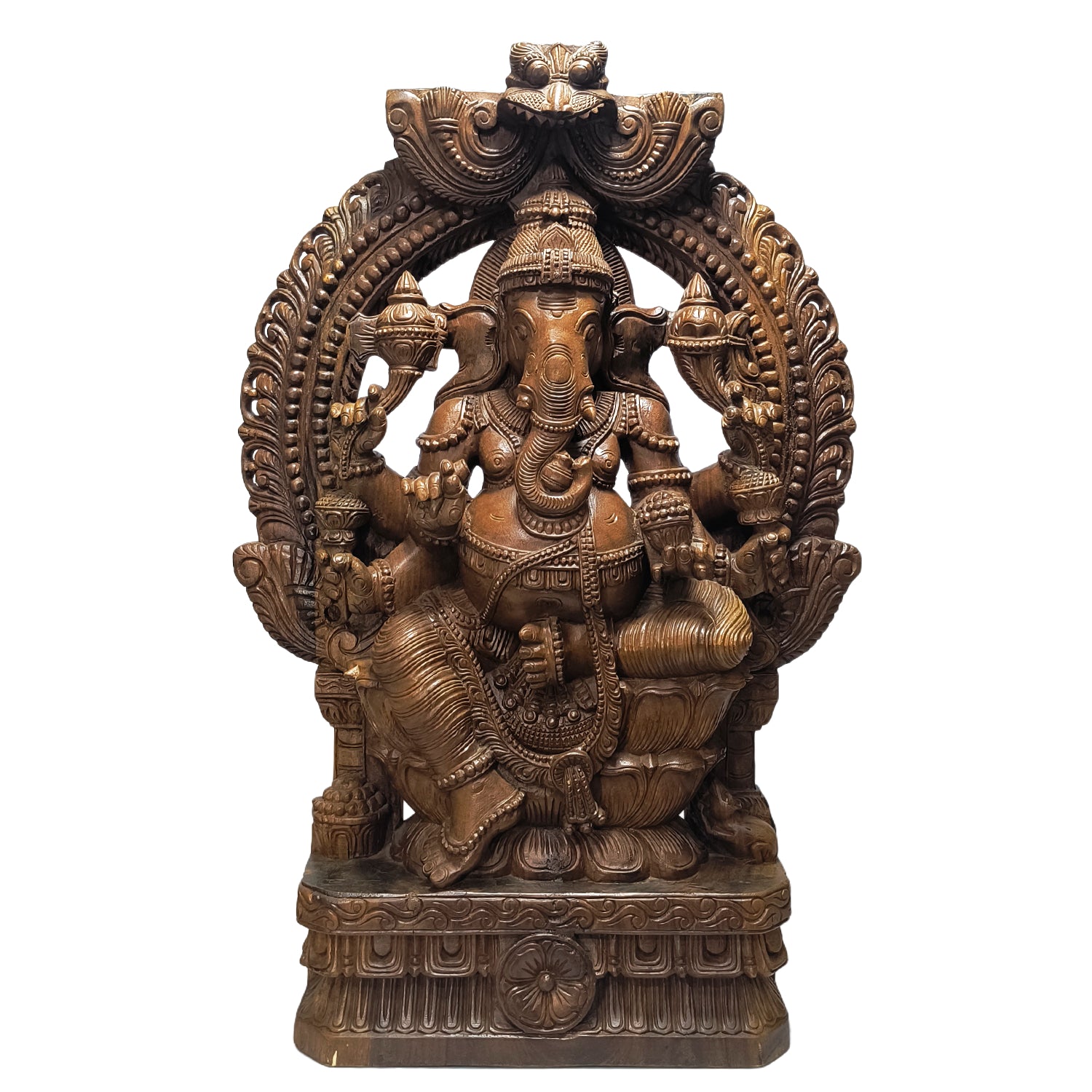 Relaxing Ganesh handcrafted wooden idol