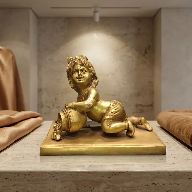 Relaxing Ganesh handcrafted wooden idol