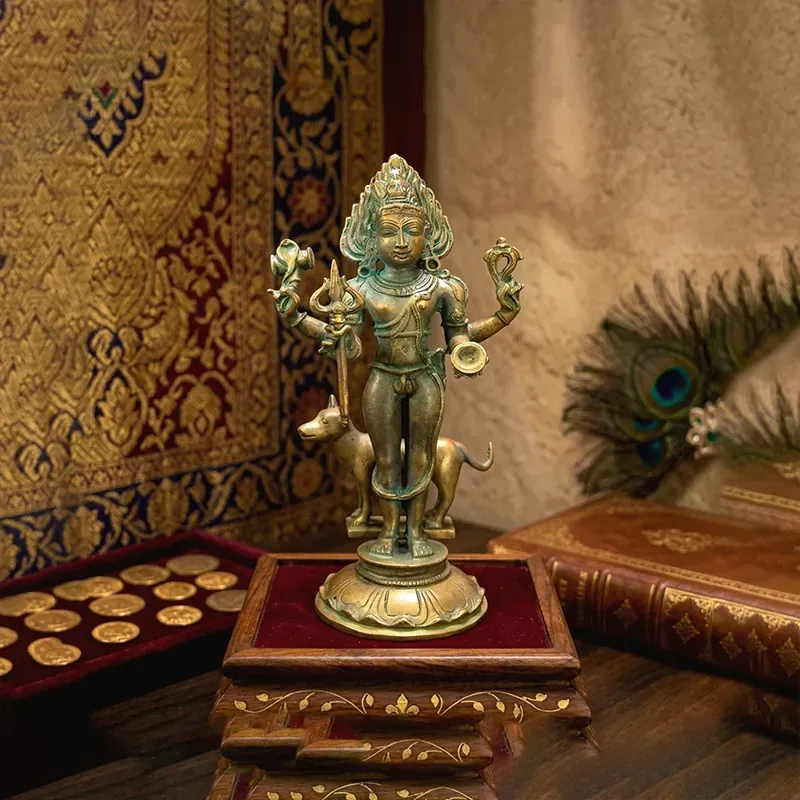 Relaxing Ganesh handcrafted wooden idol