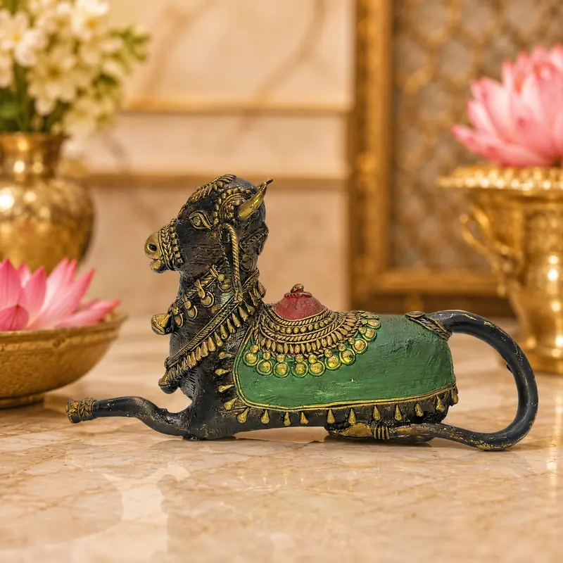 Relaxing Ganesh handcrafted wooden idol