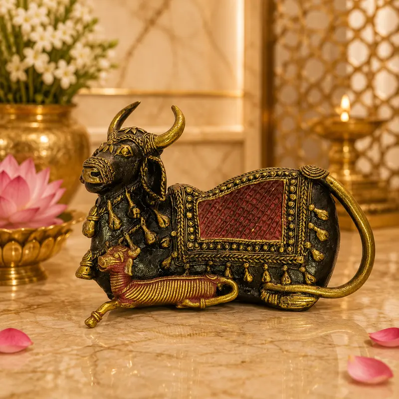 Relaxing Ganesh handcrafted wooden idol