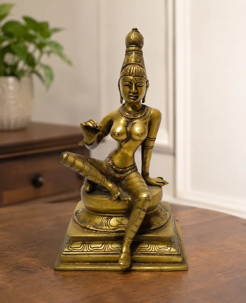 Relaxing Ganesh handcrafted wooden idol