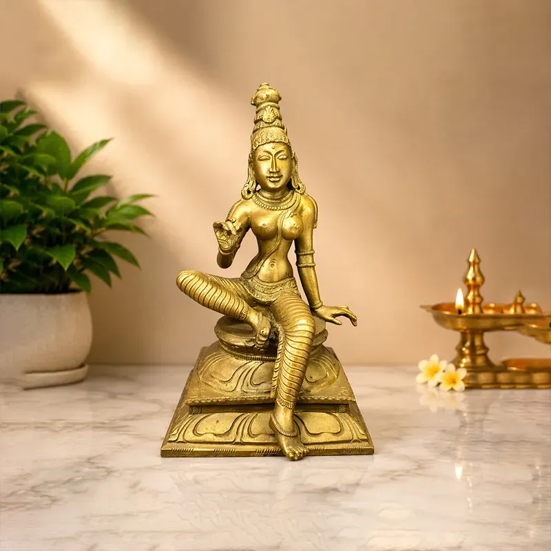 Relaxing Ganesh handcrafted wooden idol