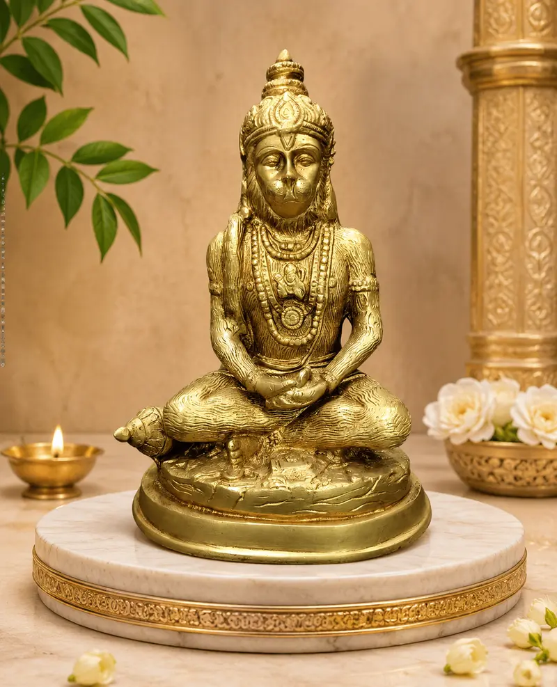 Relaxing Ganesh handcrafted wooden idol