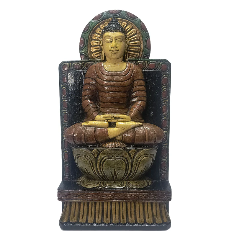Relaxing Ganesh handcrafted wooden idol