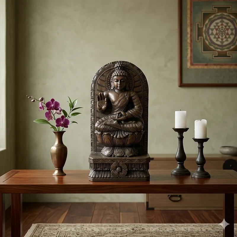 Relaxing Ganesh handcrafted wooden idol