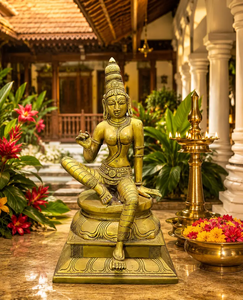 Relaxing Ganesh handcrafted wooden idol