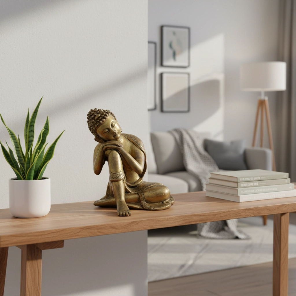 Relaxing Ganesh handcrafted wooden idol