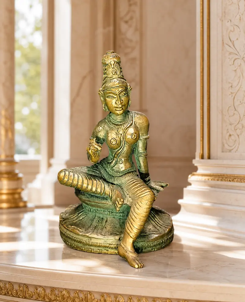 Relaxing Ganesh handcrafted wooden idol