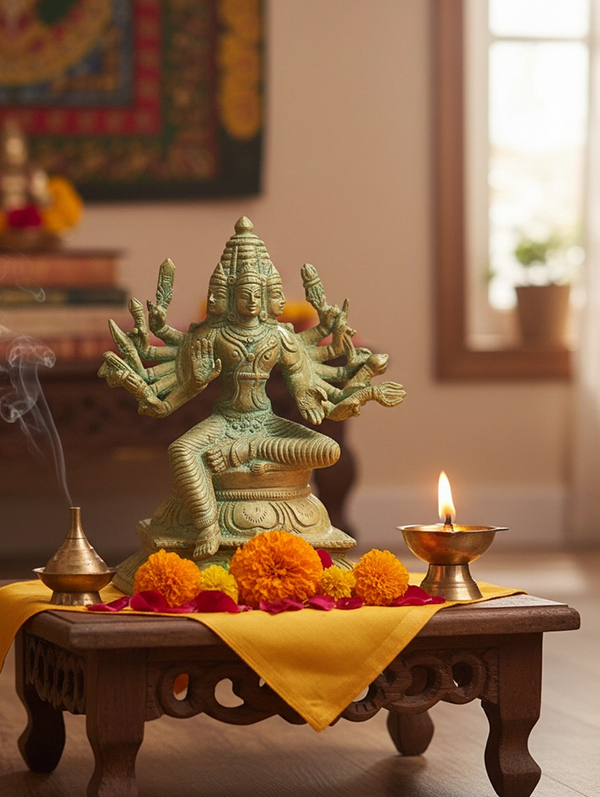 Relaxing Ganesh handcrafted wooden idol