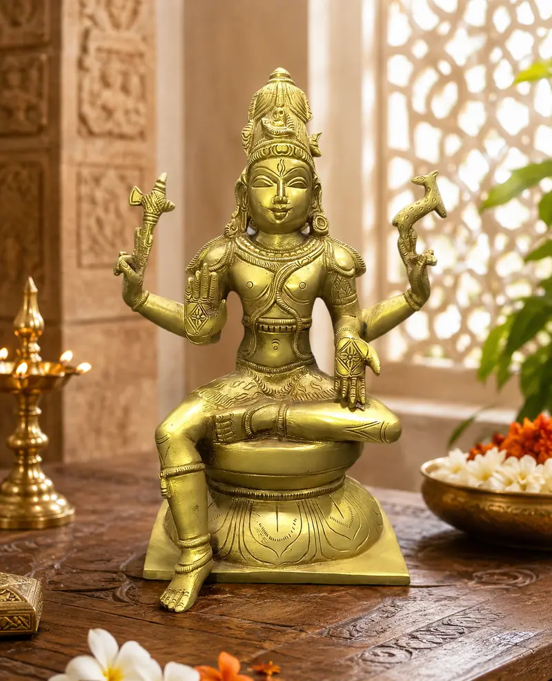 Relaxing Ganesh handcrafted wooden idol