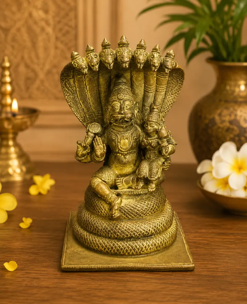 Relaxing Ganesh handcrafted wooden idol