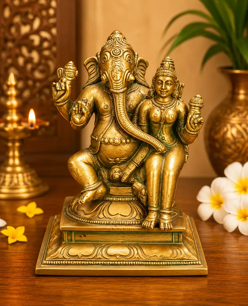 Relaxing Ganesh handcrafted wooden idol