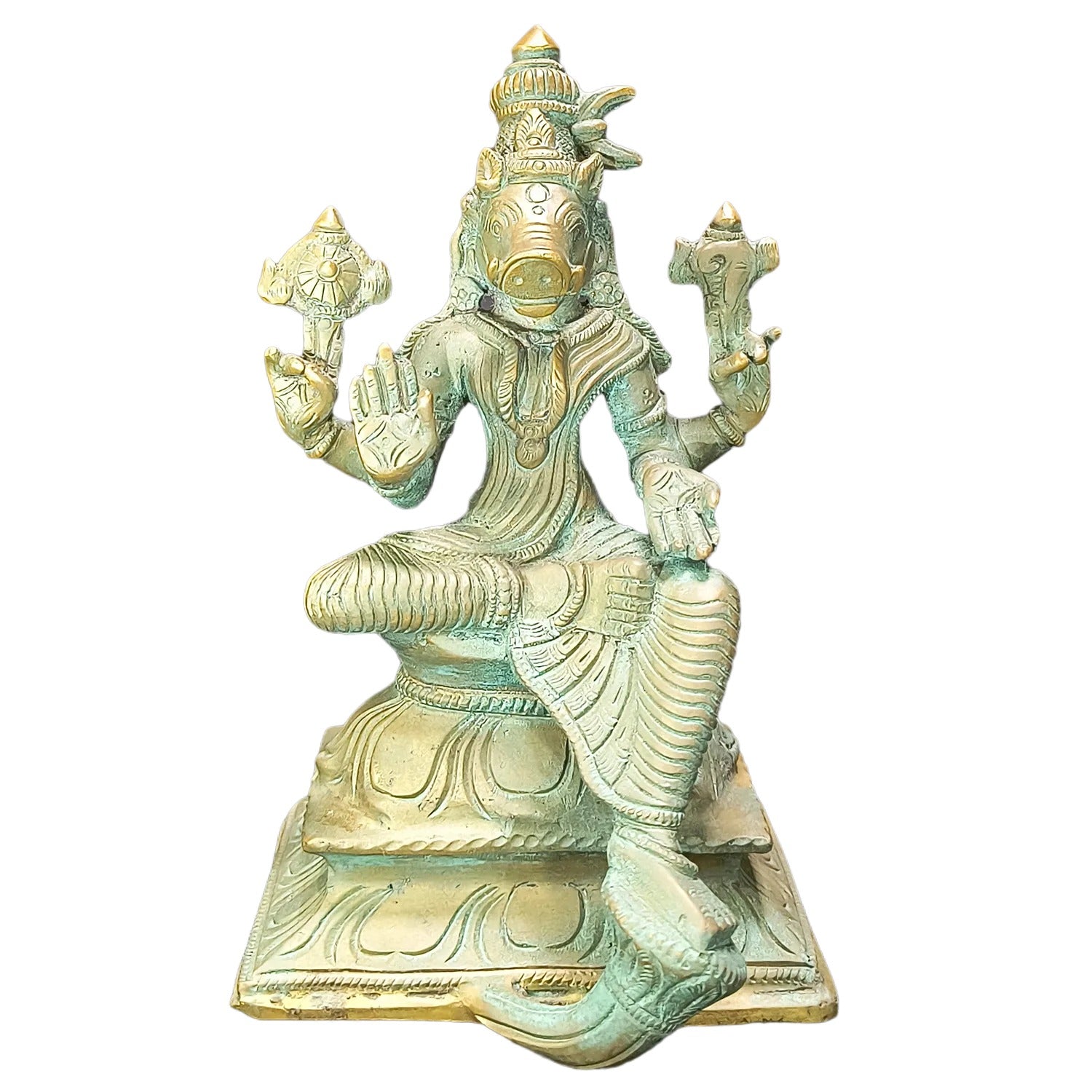 Relaxing Ganesh handcrafted wooden idol