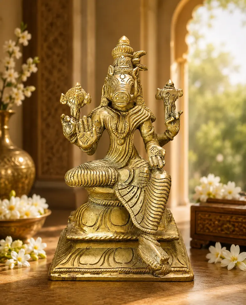 Relaxing Ganesh handcrafted wooden idol