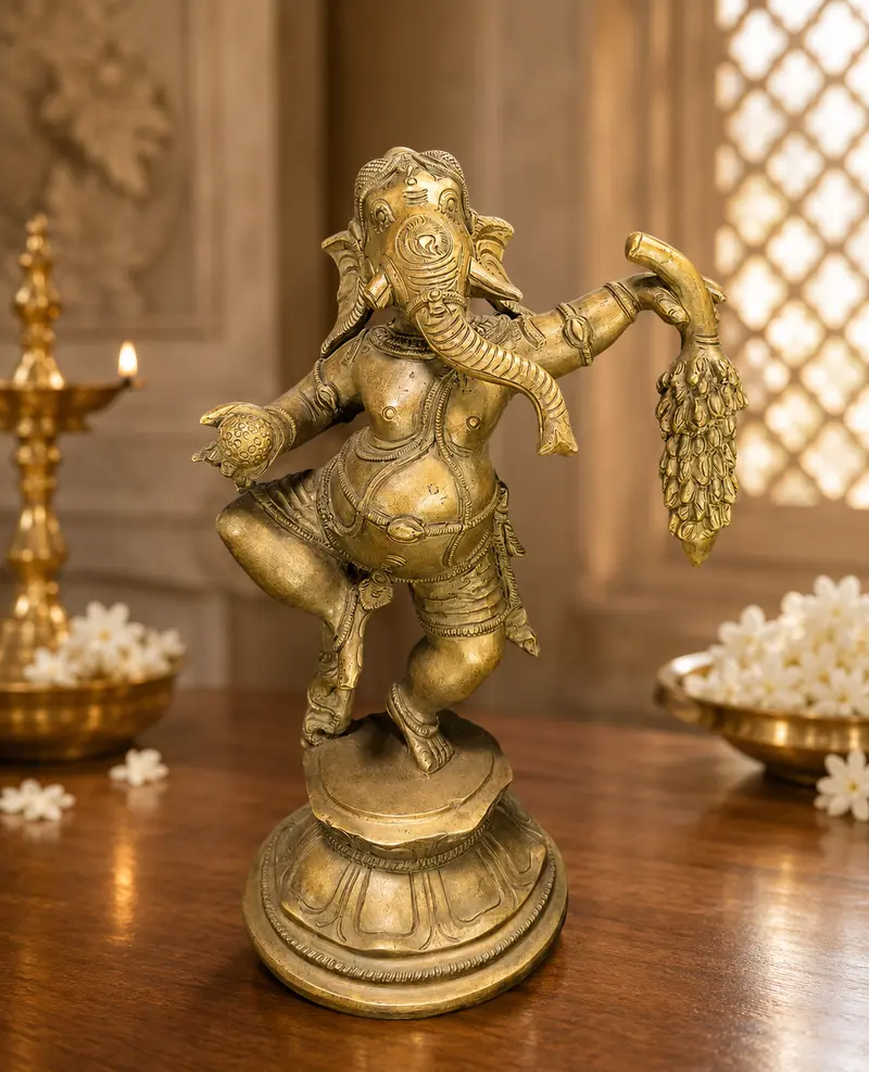 Relaxing Ganesh handcrafted wooden idol
