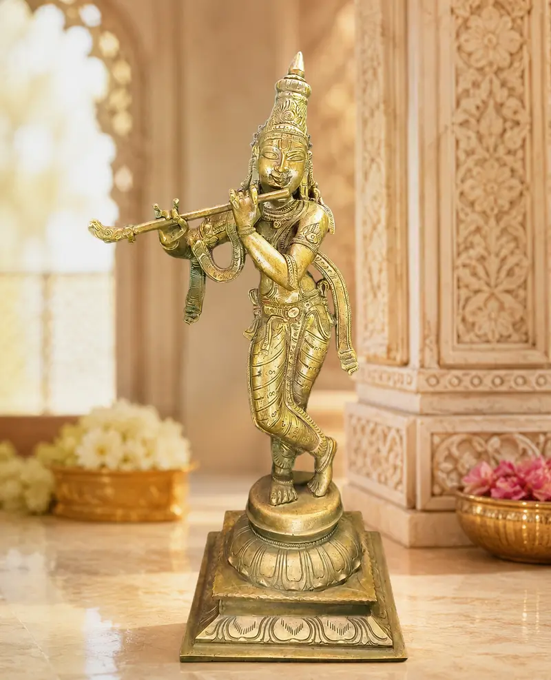 Relaxing Ganesh handcrafted wooden idol