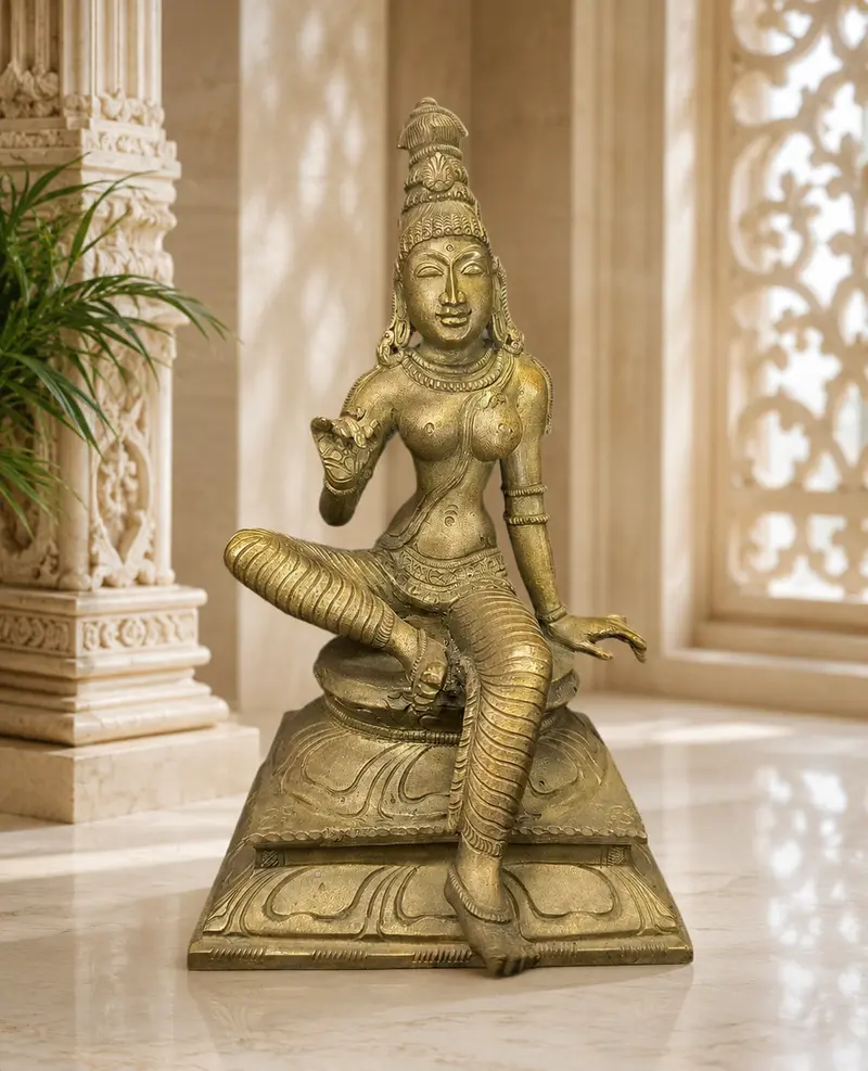 Relaxing Ganesh handcrafted wooden idol