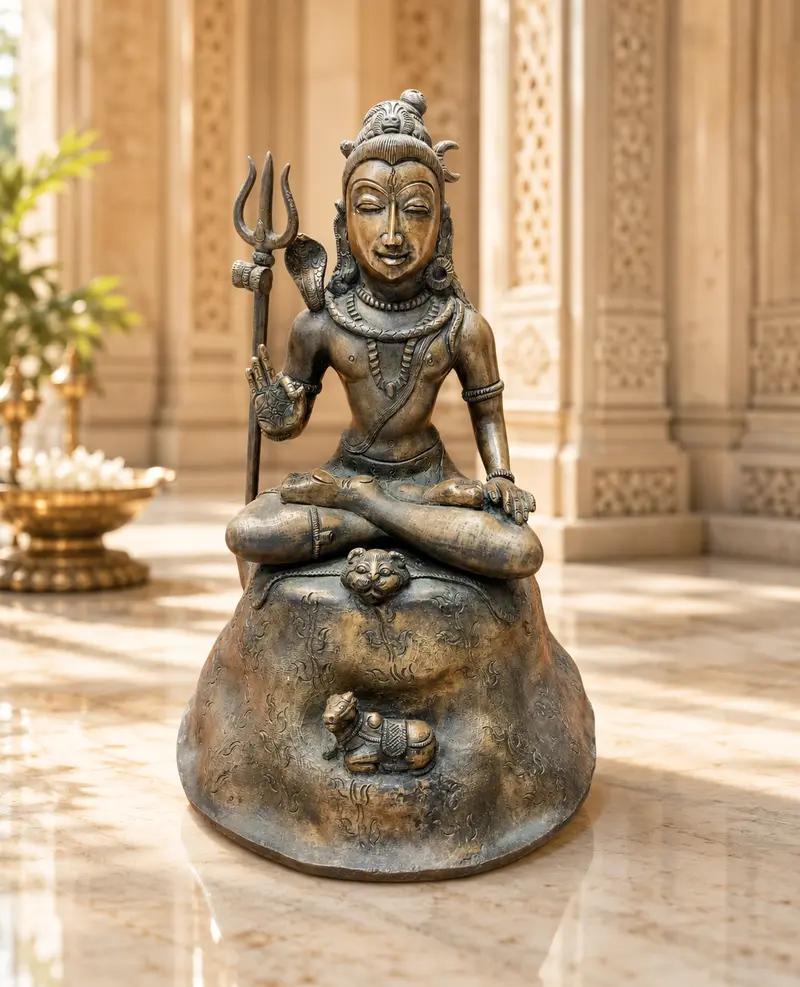Relaxing Ganesh handcrafted wooden idol