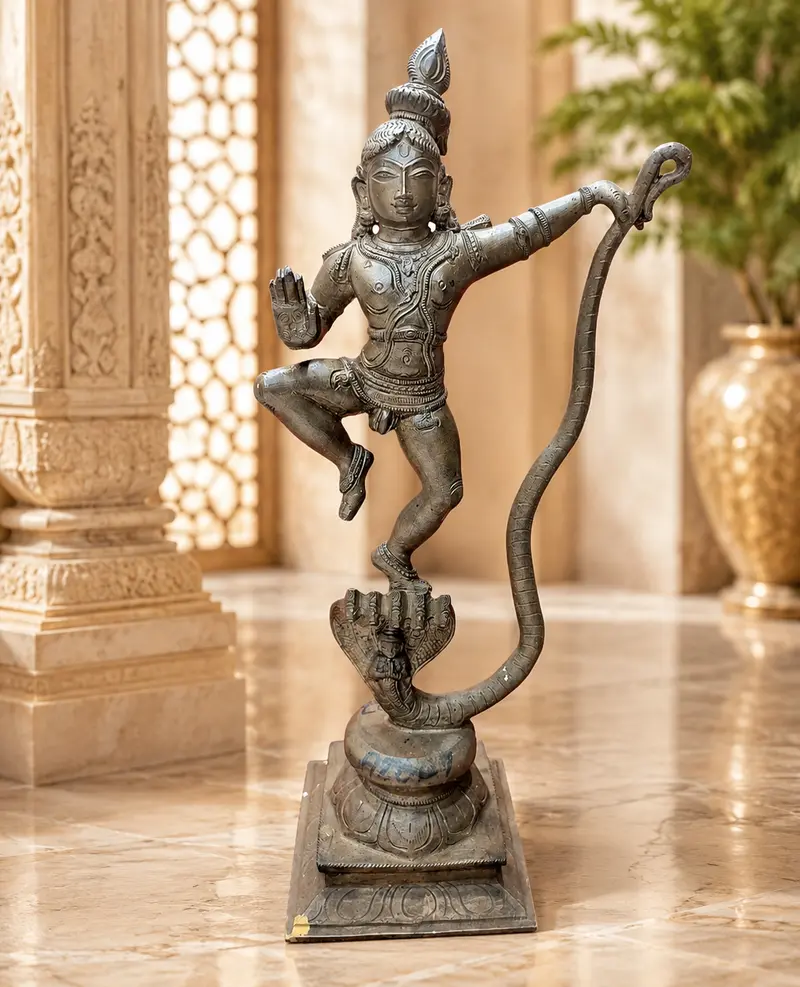 Relaxing Ganesh handcrafted wooden idol