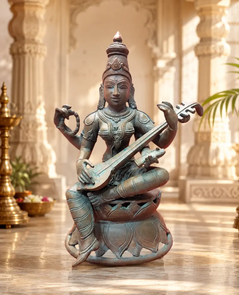 Relaxing Ganesh handcrafted wooden idol