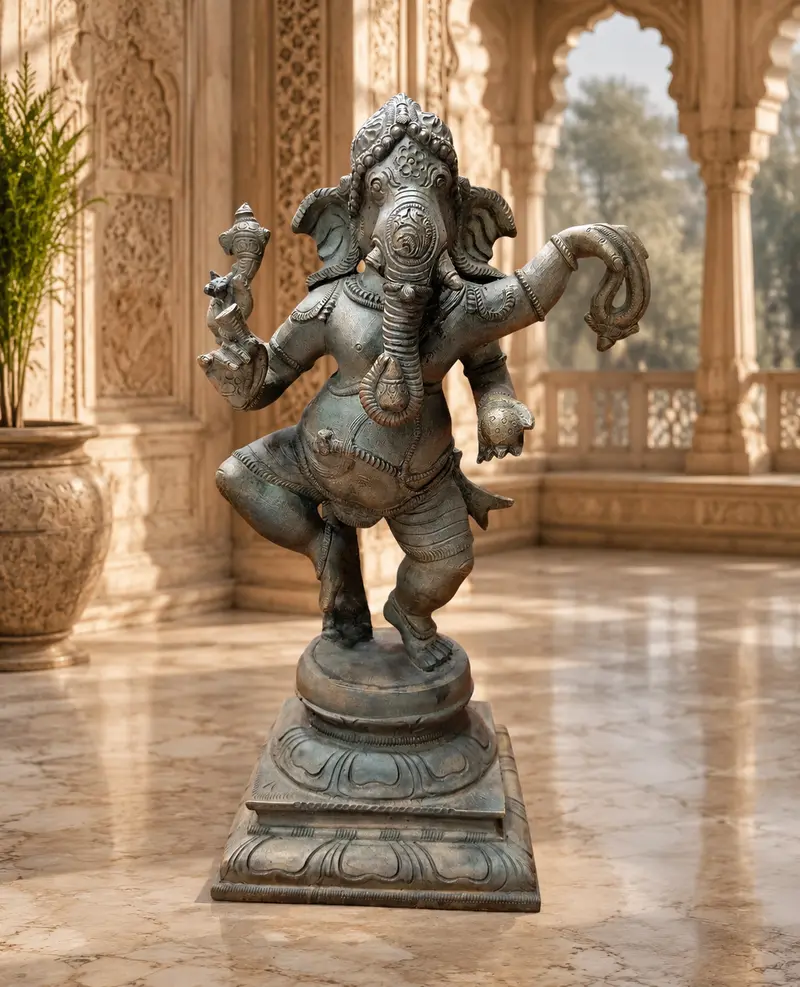 Relaxing Ganesh handcrafted wooden idol