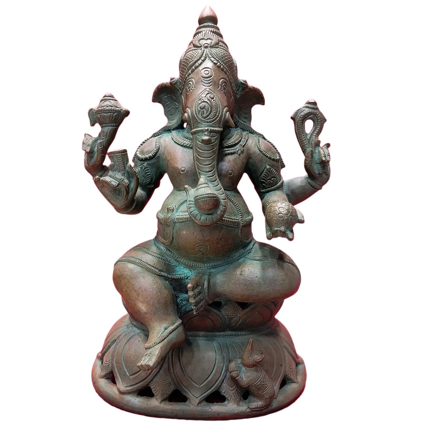 Relaxing Ganesh handcrafted wooden idol