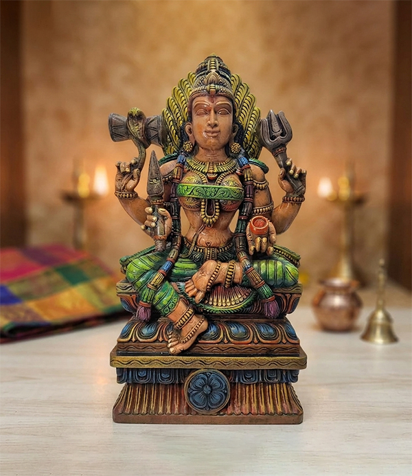 Relaxing Ganesh handcrafted wooden idol