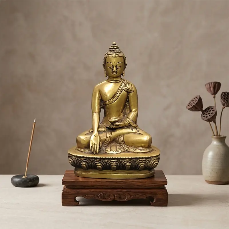 Relaxing Ganesh handcrafted wooden idol