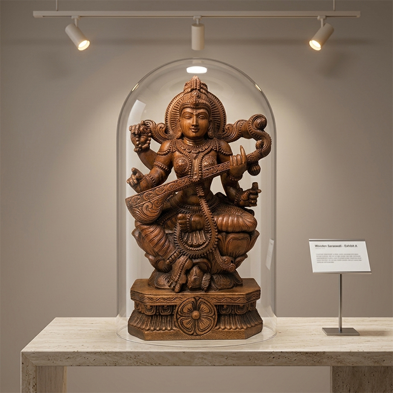Relaxing Ganesh handcrafted wooden idol