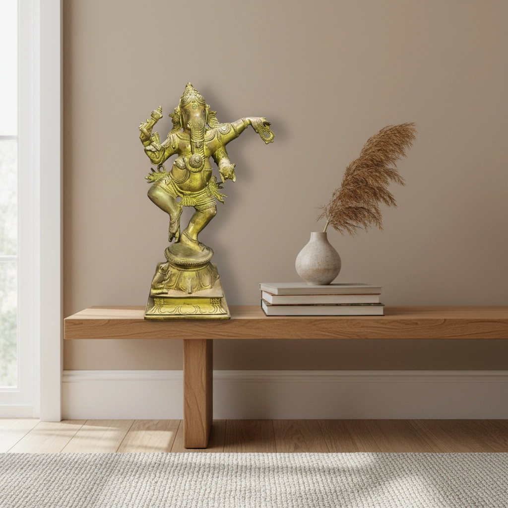 Relaxing Ganesh handcrafted wooden idol